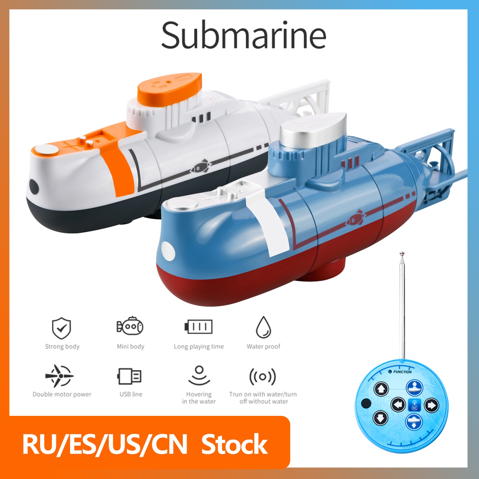미니 RC 잠수함 0.1 m/s 속도 원격 제어 보트 방수 다이빙 장난감, 시뮬레이션 모델 선물, 어린이 소년 소녀 새해 선물
